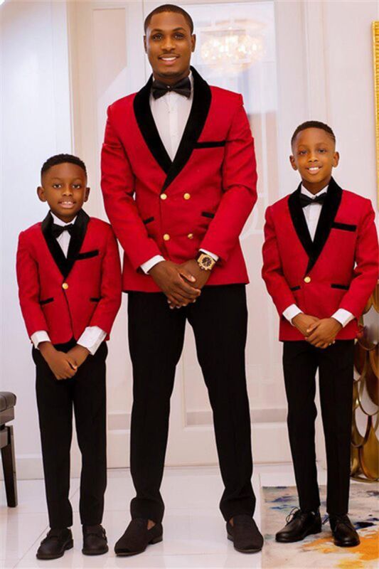 New Red Double Breasted Black Lapel Best Fit Wedding Suit