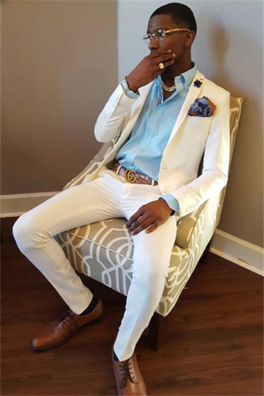 White Wedding Groom Suit | Two Piece Slim Fit Men Suit
