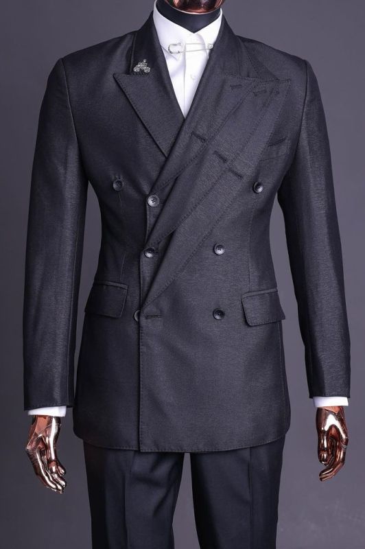 Stylish Three Layers Lapel Black Business Formal Two Piece Suits