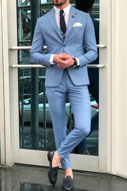 Romeo Blue Pointed Lapel Slim Fit Fashion Men Suit