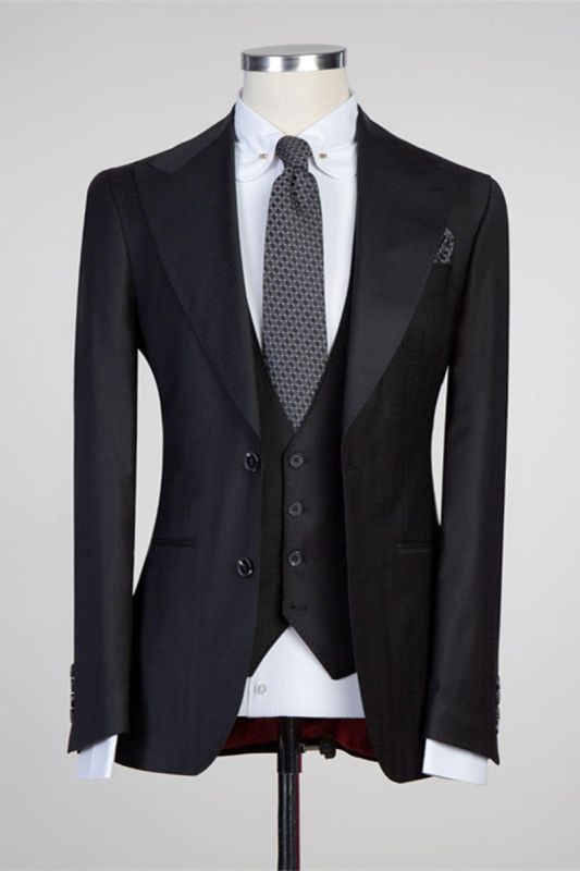 Tate Simple Black Point Lapel Fashion Slim Fit Men Suit