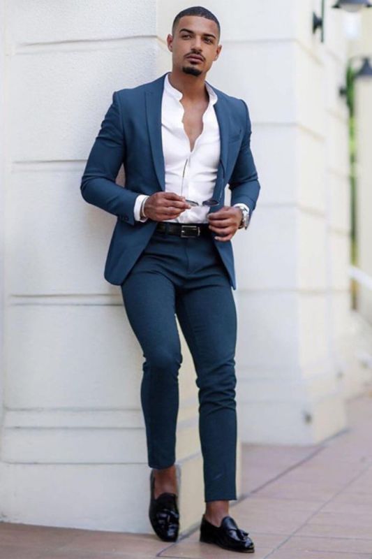 Cayden Dark Navy Slim Fit Custom Men Prom Suit