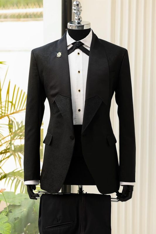 Jam Black Peaked Lapel Bespoke Two Pieces Prom Suits