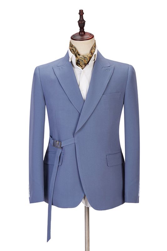 Preston Ocean Blue Pointed Lapel Slim Fit Men Fit Prom