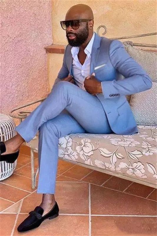 Casual Blue Men Suit |  Design Business Men Blazer 2 Piece