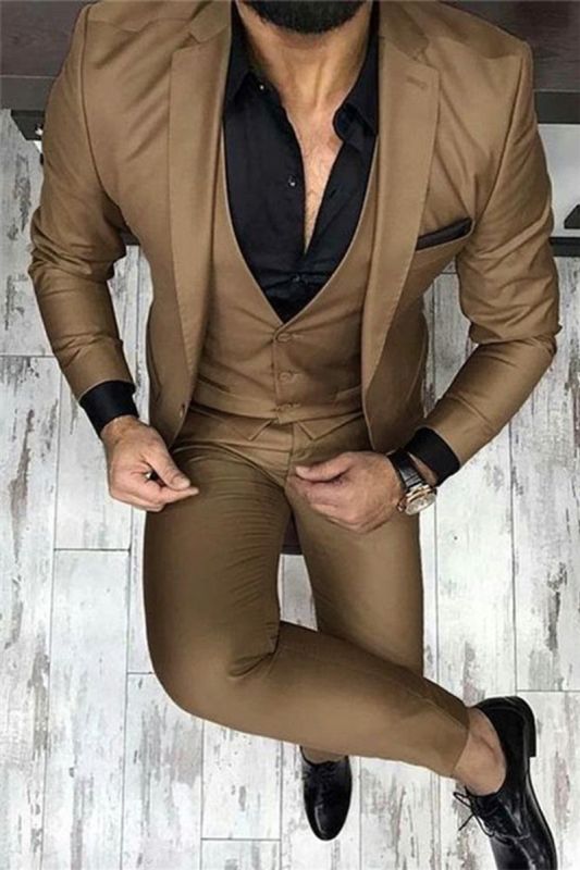 Chocolate Brown Three Piece Prom Men Suit |  Stylish Slim Fit Suit