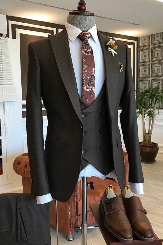 Steward Black 3-Pack Point Lapel Business Suit