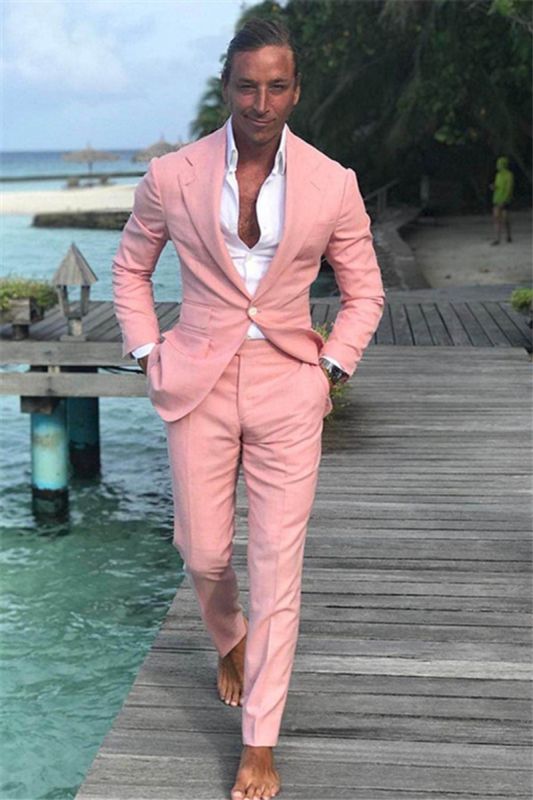 Notch Lapel Prom Evening Suit | Linen Wedding Party Groomsmen Suit
