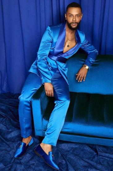 Conor Cool Blue Shawl Lapel Custom Prom Men Suit_1