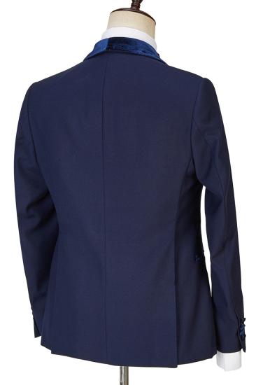 Navy Velvet Best Fit Three Piece Shiny Men Suits_6