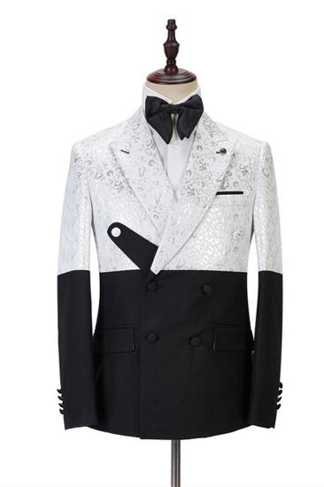 Max Fashion Black And White Jacquard Point Lapel Men Suit Online