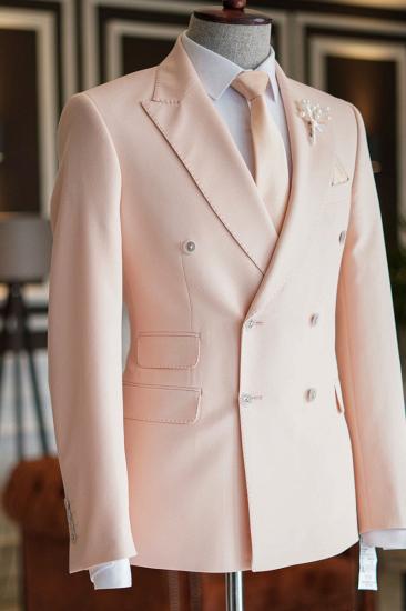Jeremy Fashion Pink Point Lapel Double Breasted Men Custom Prom Suit_2