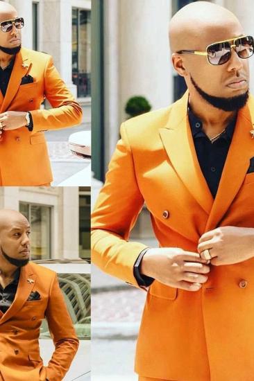 Noel Orange Point Lapel Slim Fit Sleek Prom Men Suit_3