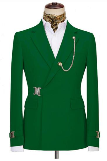 Liam  Dark Green Notched Lapel Men Business Suit_1