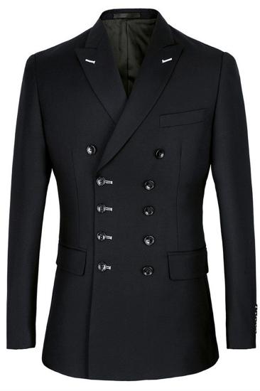 Morgan Handsome Black Slim Fit Double Breasted Business Men Suit_1