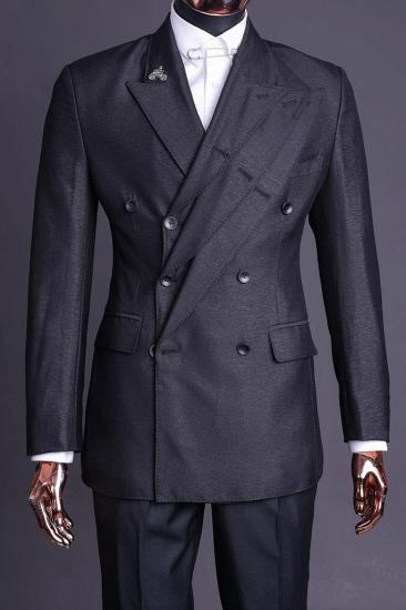 Stylish Three Layers Lapel Black Business Formal Two Piece Suits