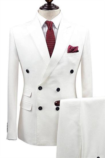 White Bubble Breast Wedding Suit |  Men Groom Tuxedo Set Of 2_1