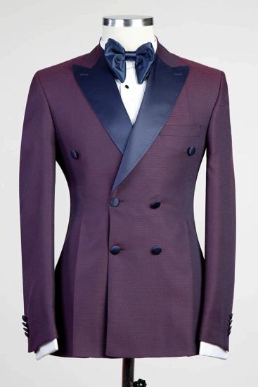 Pete Grape Peaked Lapel Double Breasted Prom Suits_1