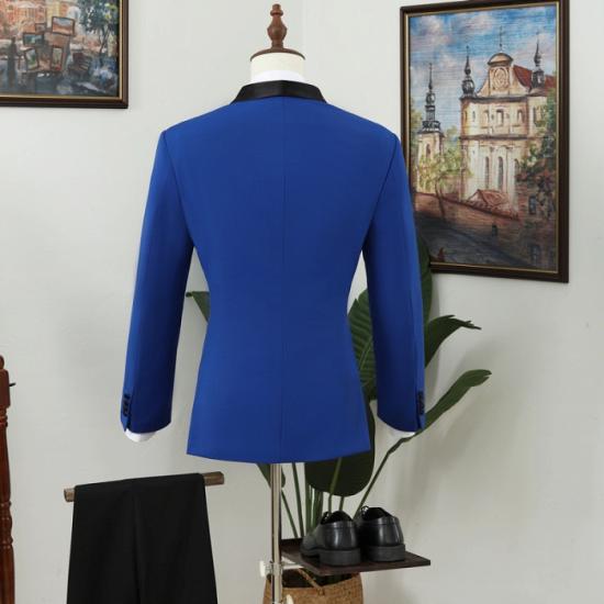 Slim Fit Royal Blue Shawl Lapel Tailored Mens Prom Suit_3