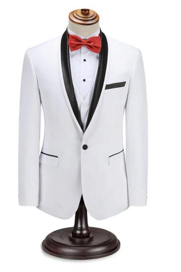 Elegant Men Two Piece Groom Suit | Slim Shawl White Tuxedo_1