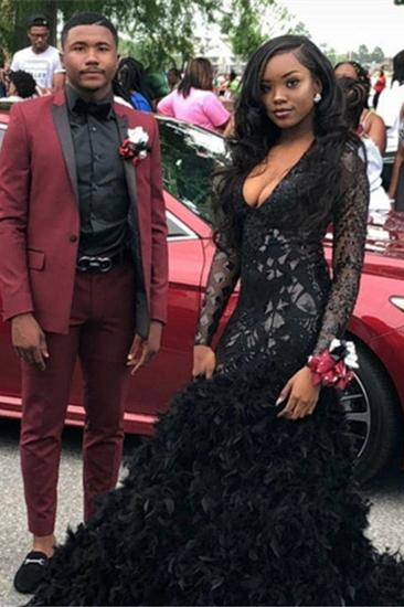 Custom Slim Fit Men Suits Online | Black Lapel Two Piece Prom Suit_2