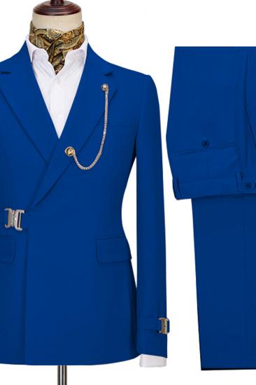 Jack Dark Blue Notched Lapel Two Piece Fashion Men Business Suit_2