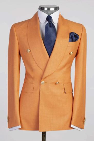 Parker Orange Shawl Lapel Double Breasted Wedding Suits_1