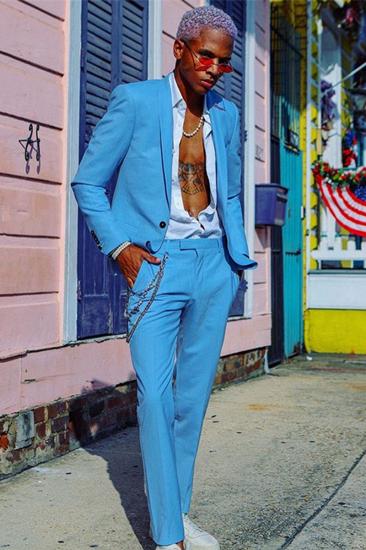 Noe Blue Shawl Lapel One Button Slim Fashion Prom Men Suit