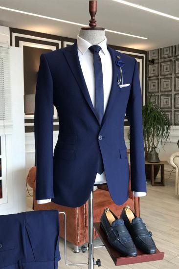 Howar Navy Blue Pointed Lapel 3 Flaps Business Men Suit