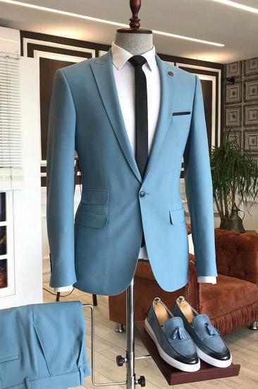 Franklin Sky Blue Pointed Lapel 3 Flaps Men Prom Costume