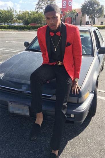 Red Men Suits Online | Jacquard Cape Lapel Prom Party Suits