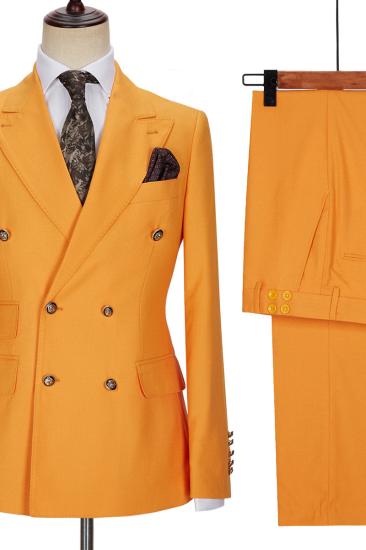 Benjamin New Orange Double Breasted Point Lapel Men Suit_4