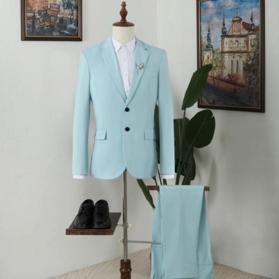 Gentleman Chic Light Blue Notched Lapel Bespoke Prom Men Suits_4