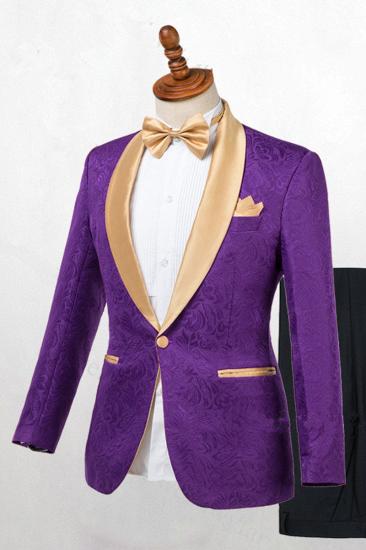 Antonio Purple One Button Gold Lapel Wedding Men Suit Online_2