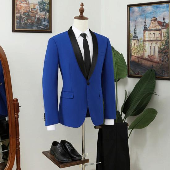 Slim Fit Royal Blue Shawl Lapel Tailored Mens Prom Suit_2