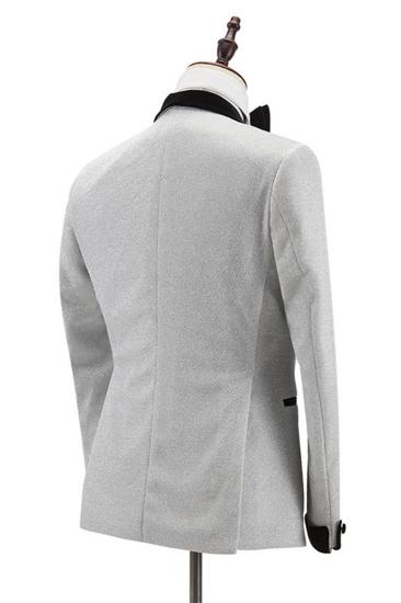 Trevor Sparkle Black Shawl Lapel Double Breasted Wedding Groom Men Suit_2