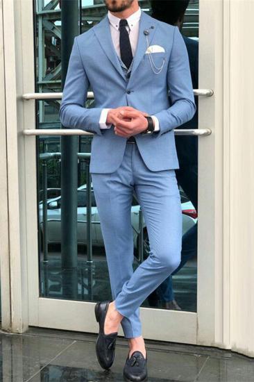 Romeo Blue Pointed Lapel Slim Fit Fashion Men Suit_1