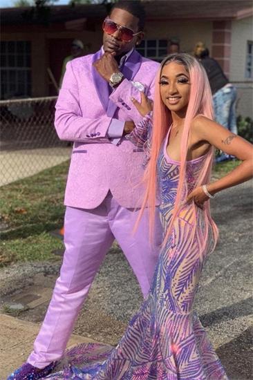 Fashion Pink Jacquard Men Suit | Custom Shawl Lapel Prom Suit