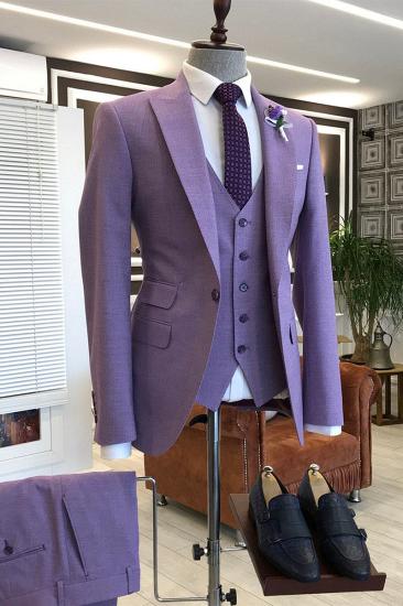 Violet Purple Three Pack Slim Fit Men Prom Suit_1