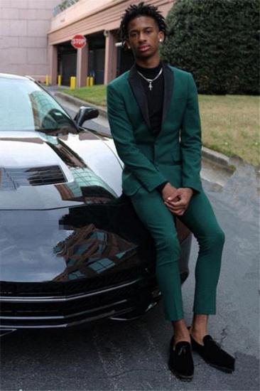 Dylan Hunter Dark Green Slim Fit Men Prom Outfit W/Black Shawl Lapel_1