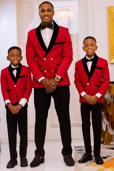 New Red Double Breasted Black Lapel Best Fit Wedding Suit_2