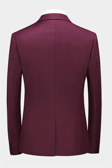 Armando Burgundy Suit Three Piece |  Peak Lapel Men Wearhouse Tuxedo_2