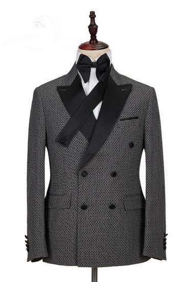 Grant Black Check Lapel Double Breasted Men Suit_4