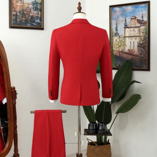 Hot Sale Red Notch Lapel Close Fitting Mens Prom Two Piece Suit_3