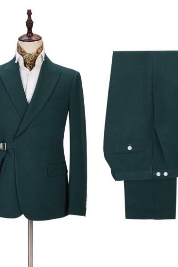 Dakota Dark Green Pointed Lapel Custom Prom Suit Online_2