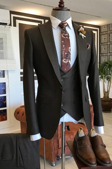 Steward Black 3-Pack Point Lapel Business Suit_2