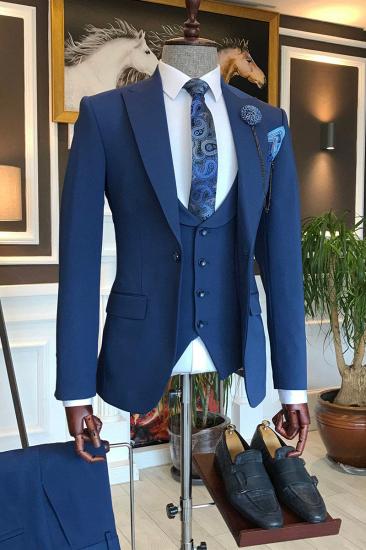 Barnett Formal Blue Three Piece Slim Fit Men Business Suit_2