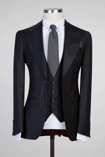 Tate Simple Black Point Lapel Fashion Slim Fit Men Suit_1