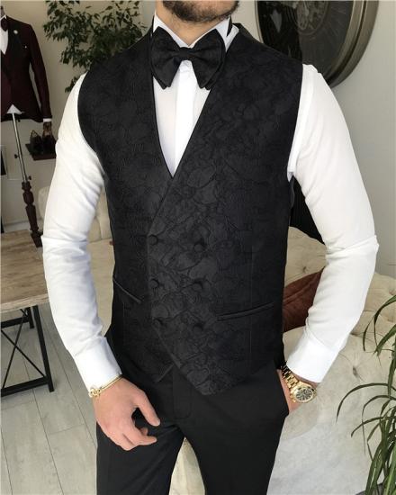 Black Jacket Vest Trousers Groom Set｜Wedding Three Piece Suit_5
