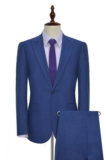 One Button Flap Pocket Navy Blue Men Suit | Men Point Collar Business Suit_2